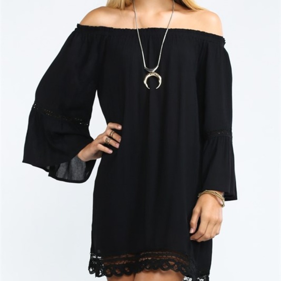 Flying Tomato Dresses & Skirts - 🌹Off Shoulder Mini with Bell Sleeve - Black